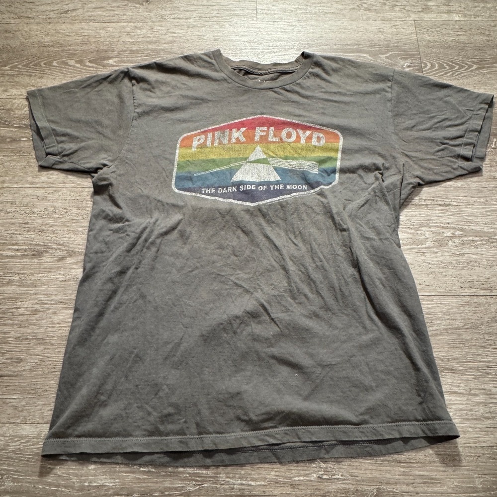 Pink Floyd Shirt Mens Large Gray Liquid Blue Graphic Rock Band Tee‎ Dark Side